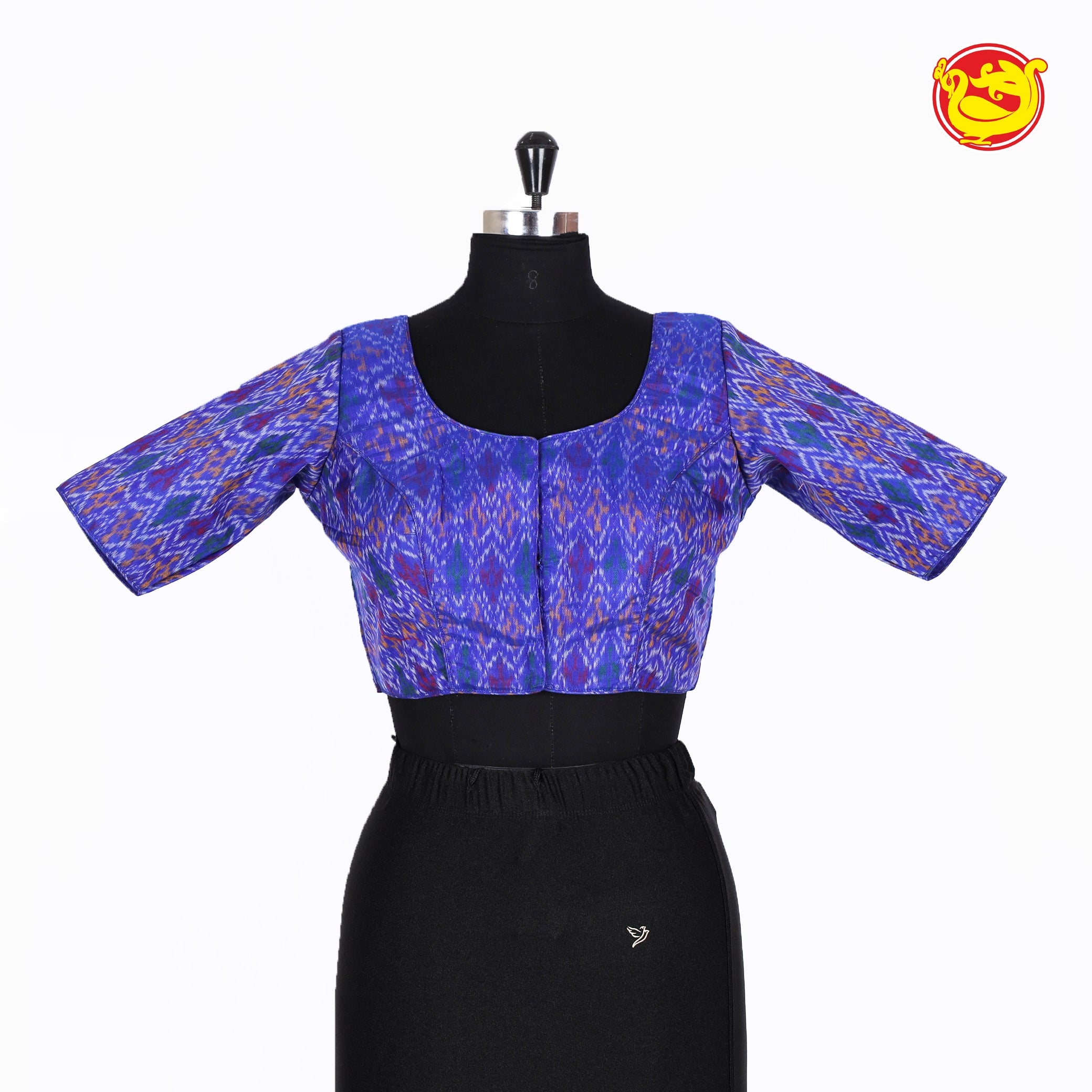Blue Pochampally ikat silk cotton Readymade blouse