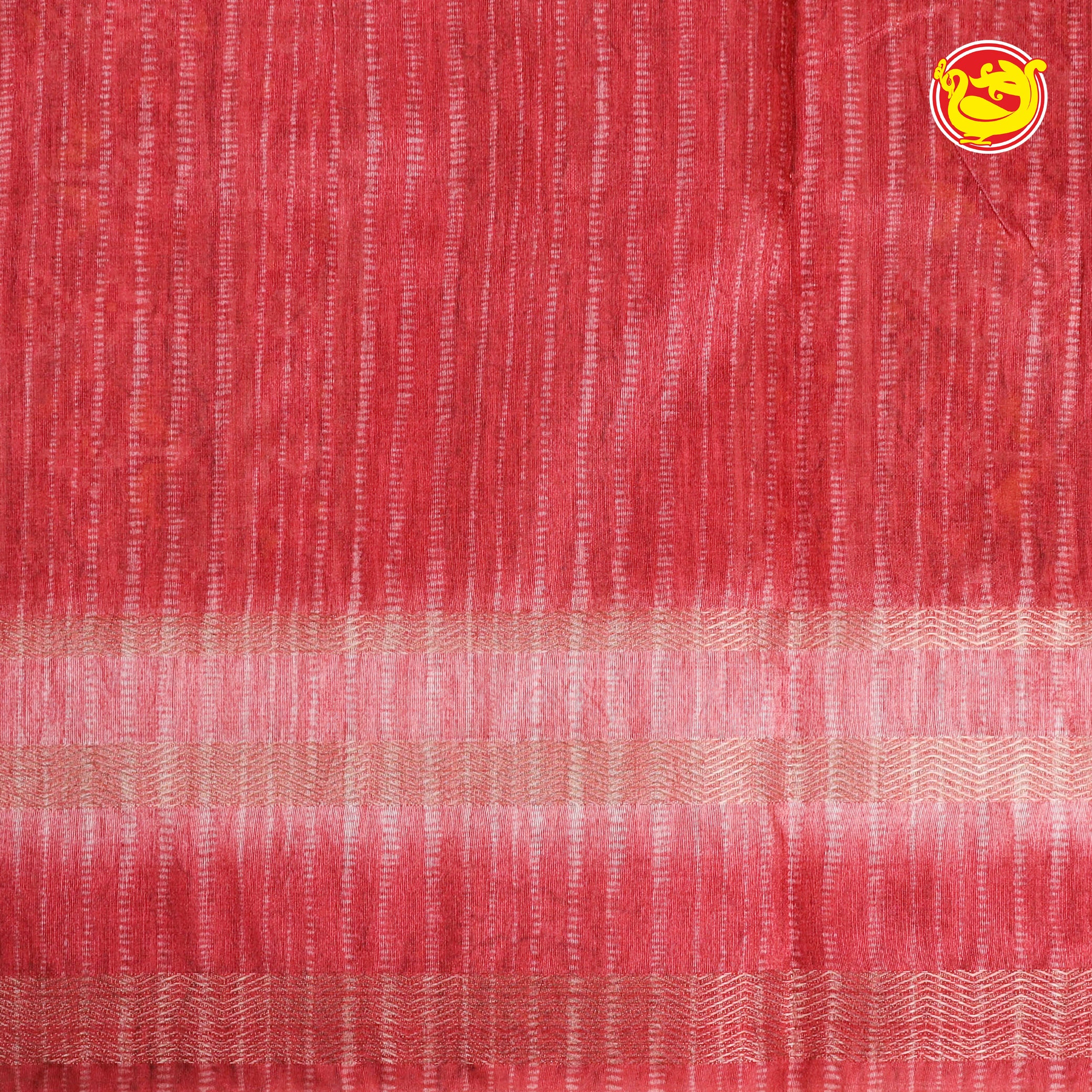 Peach with red art tussar saree with digital prints
