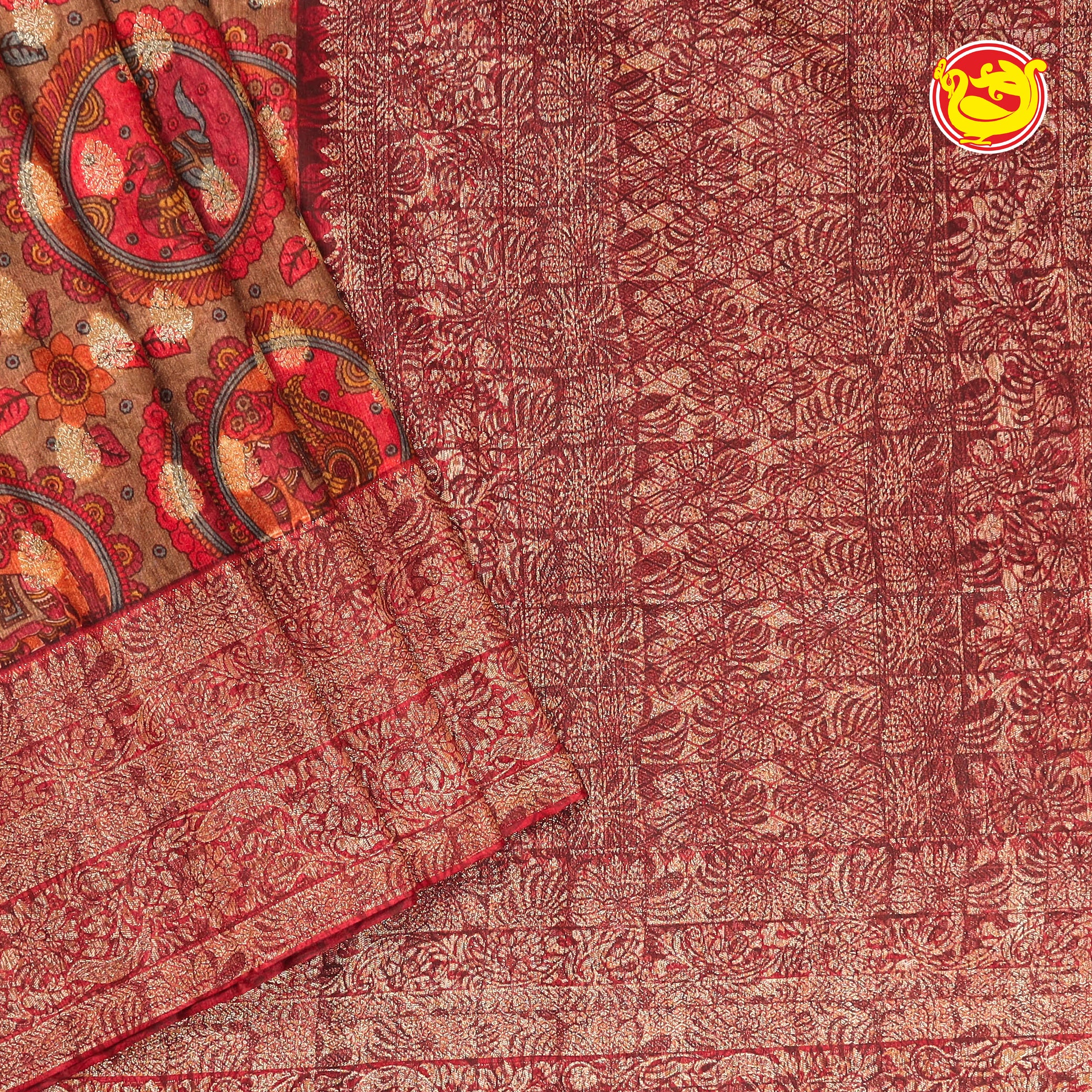 Red art dola silk saree