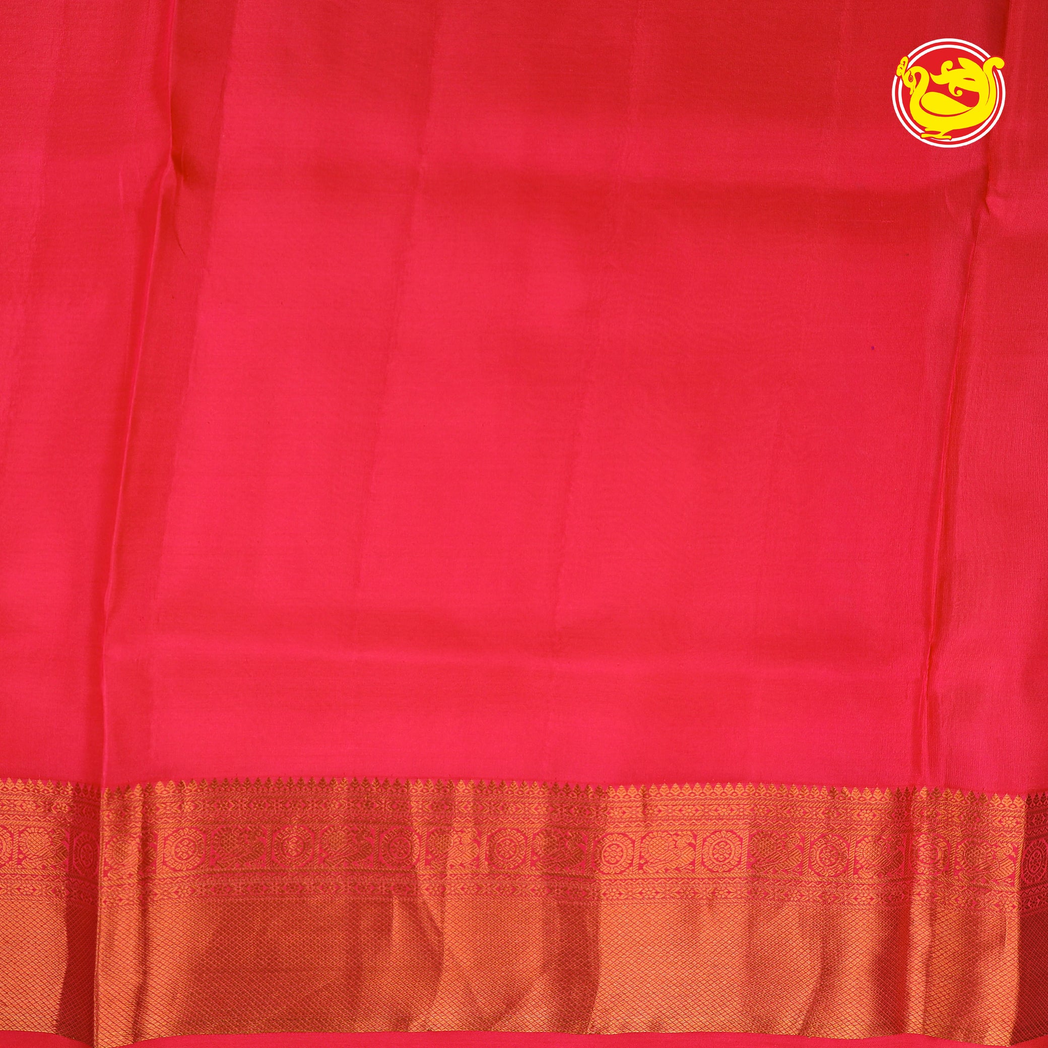 Sandal with red embossed soft silk saree