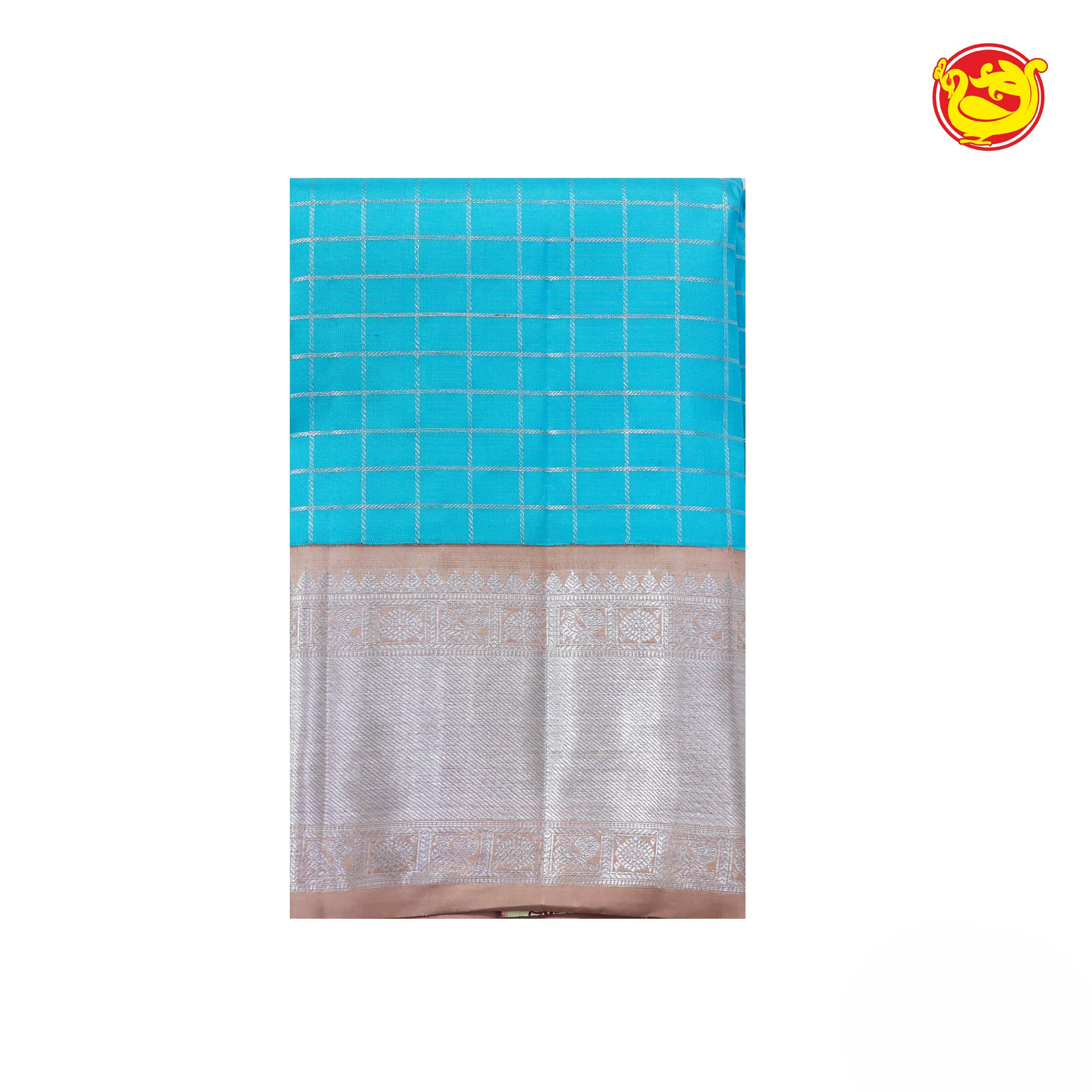 Light blue with pastel brown pure Kanchivaram silk saree