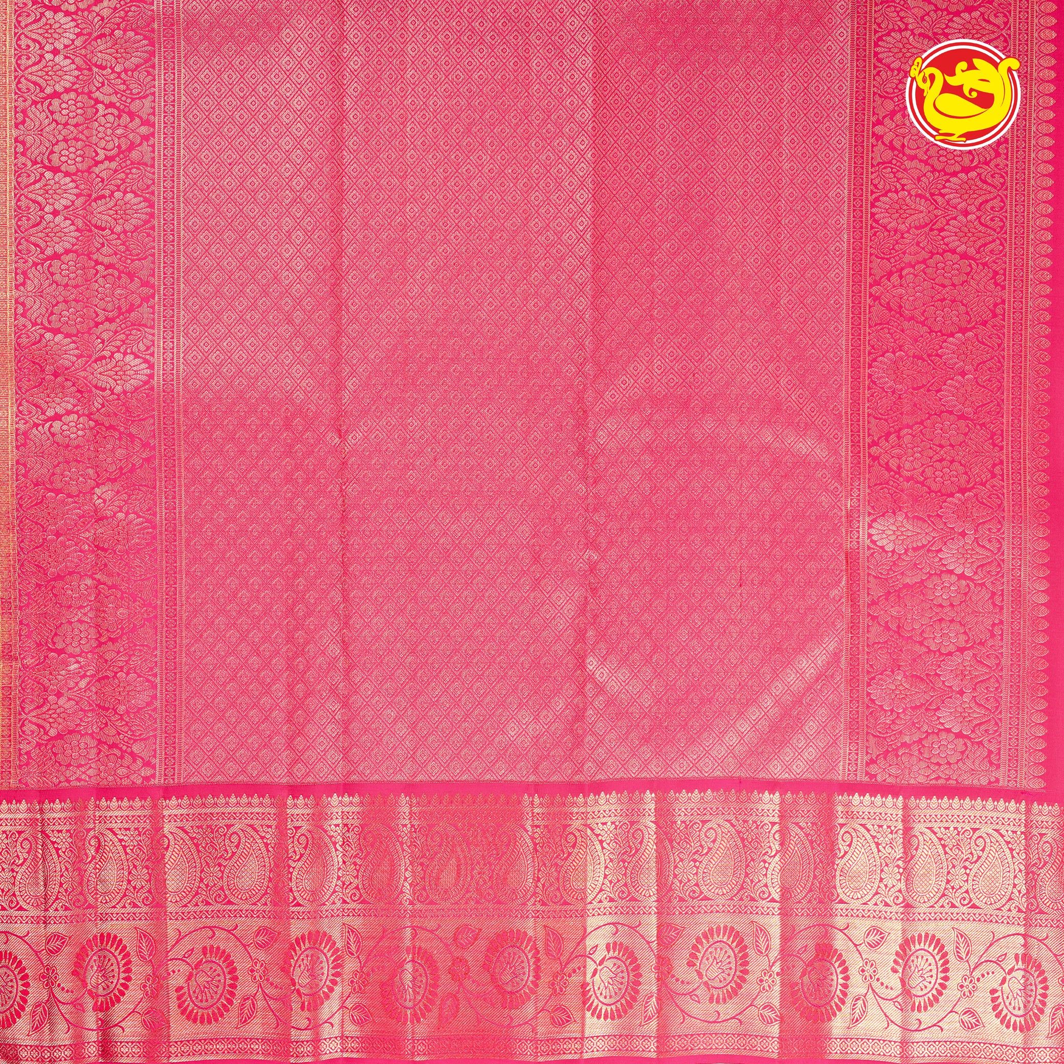 Mango yellow with Rani pink bridal silk saree