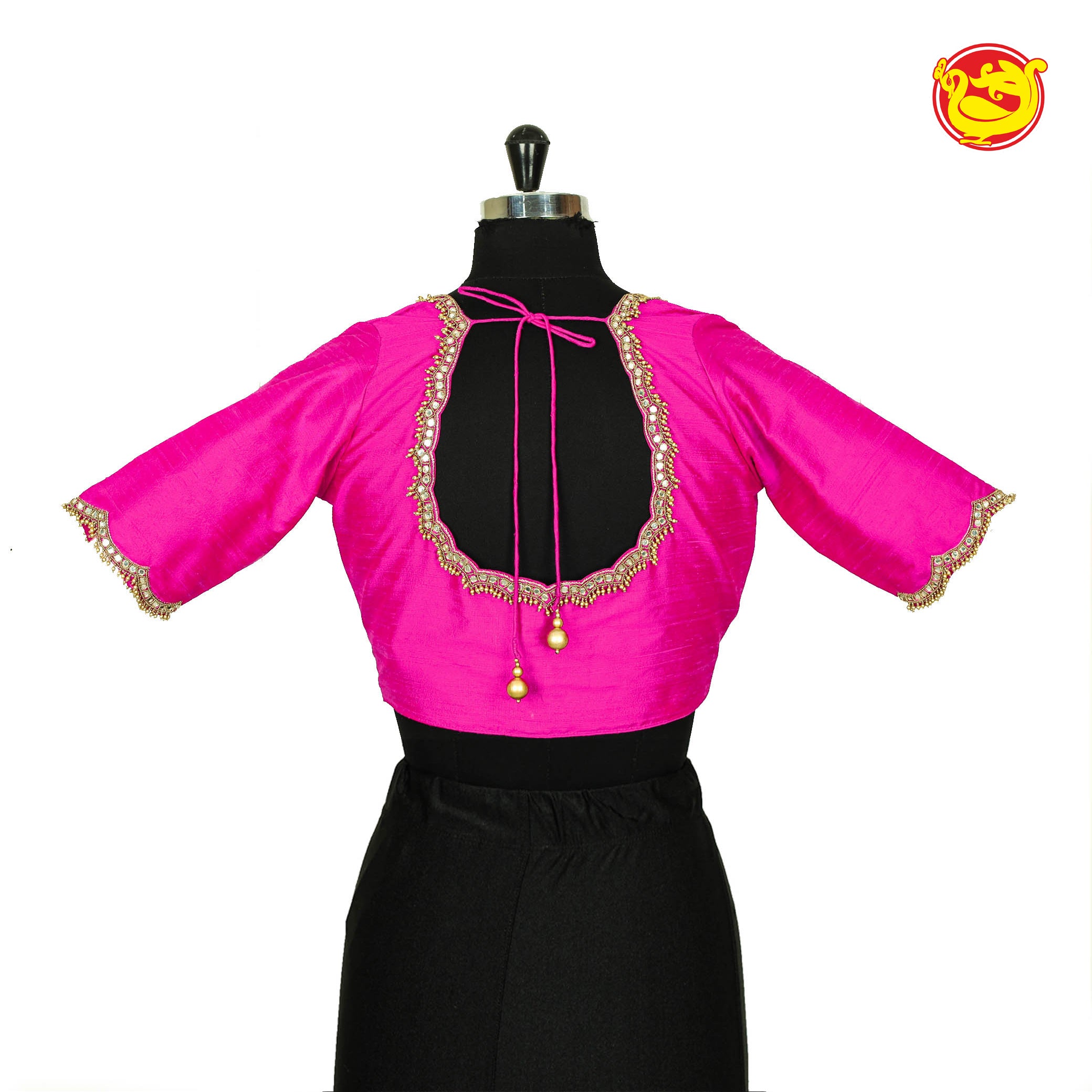 Rani Pink aari work raw silk blouse