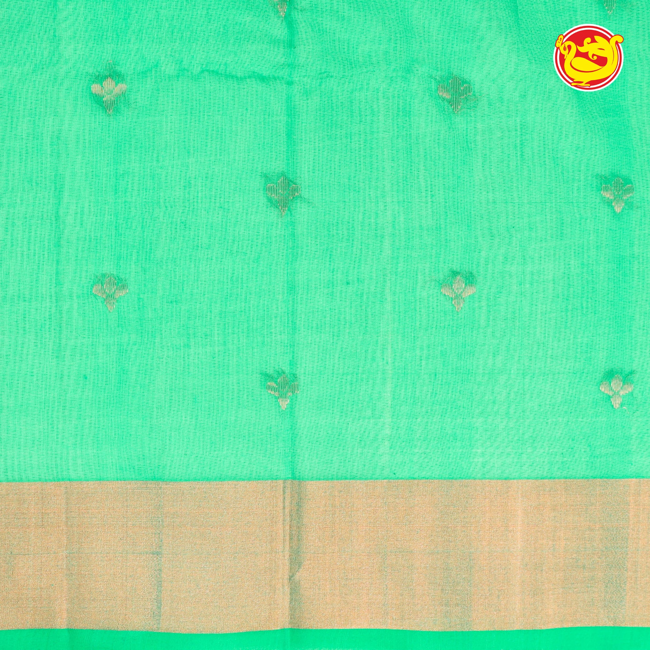 Beige with sea green pure silk cotton saree