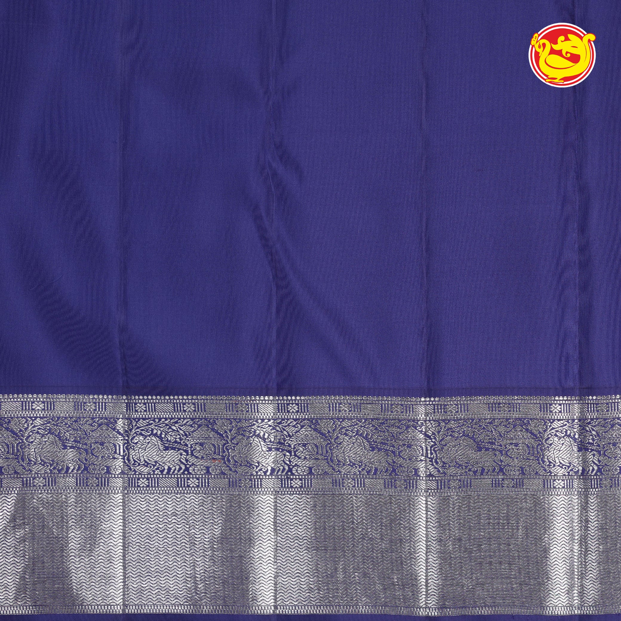 Aqua blue with navy blue pure Kanchivaram silk saree