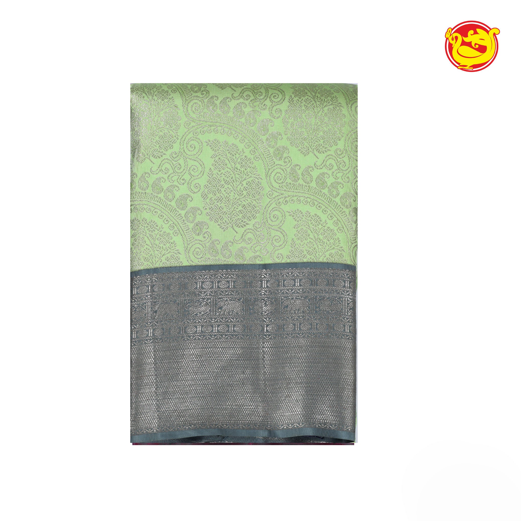 Light green with grey pure Kanchivaram silk saree