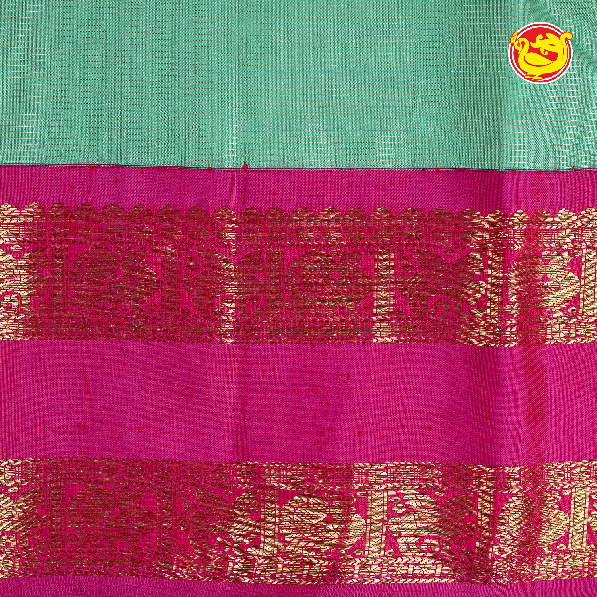 Aqua green with Rani pink pure Kanchivaram silk saree
