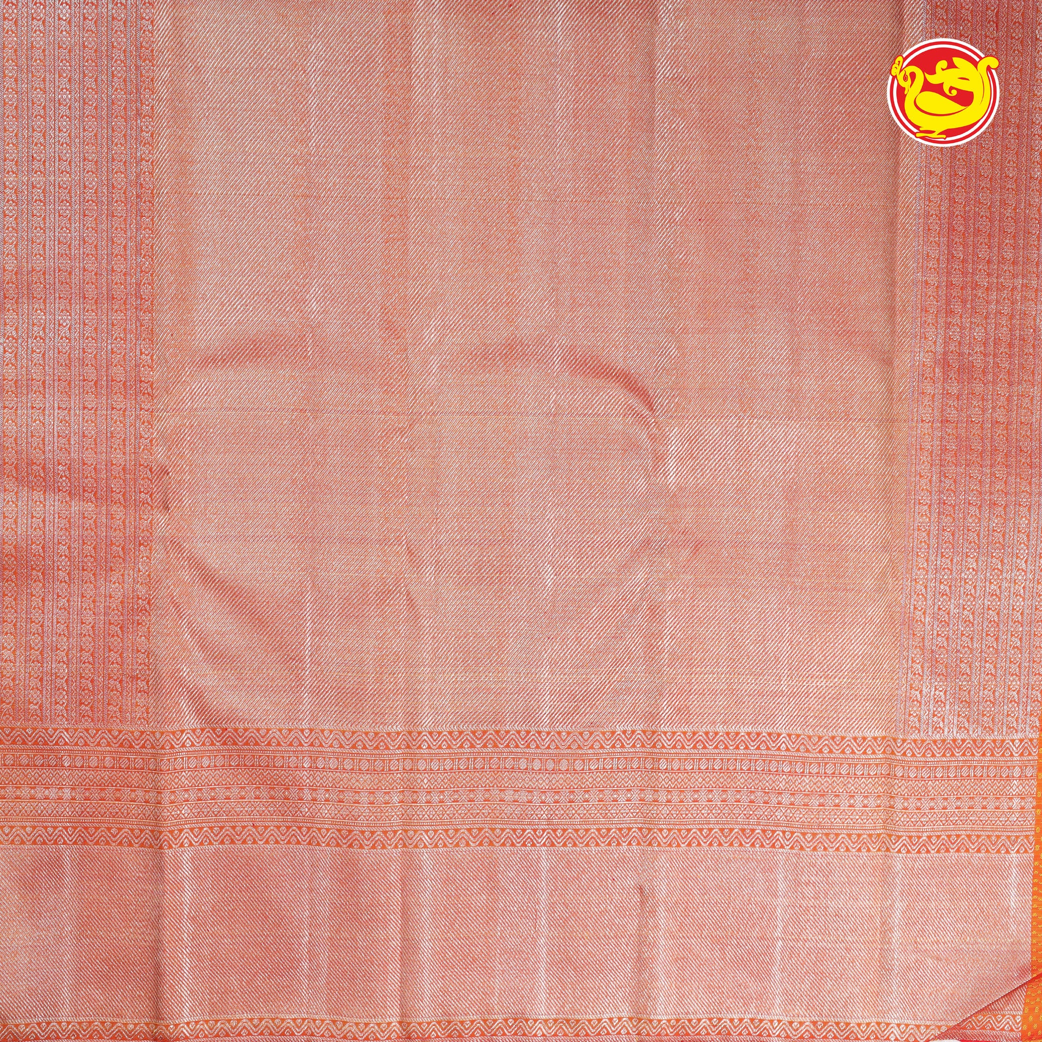 Yellow with deep orange pure Kanchivaram silk saree