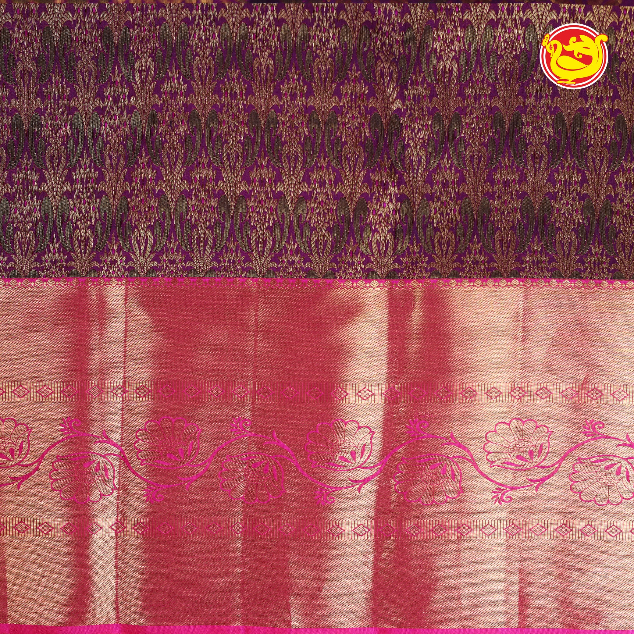 Wine colour with Rani pink pure Kanchivaram silk saree