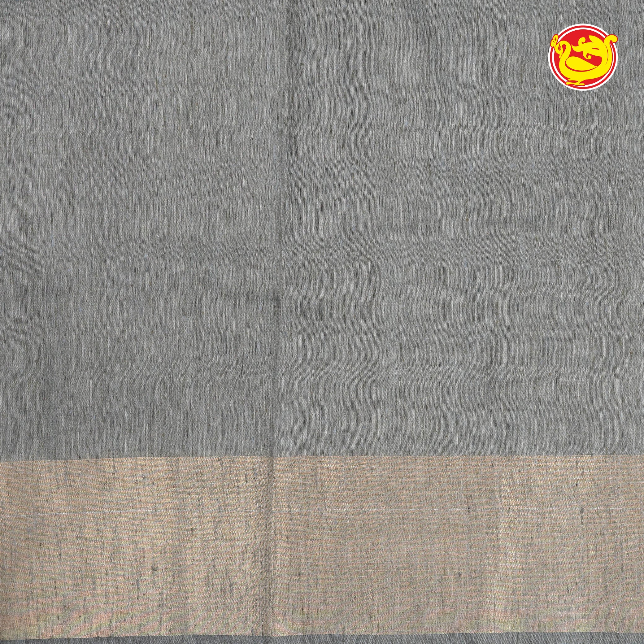 Grey fancy cotton saree with embroidery