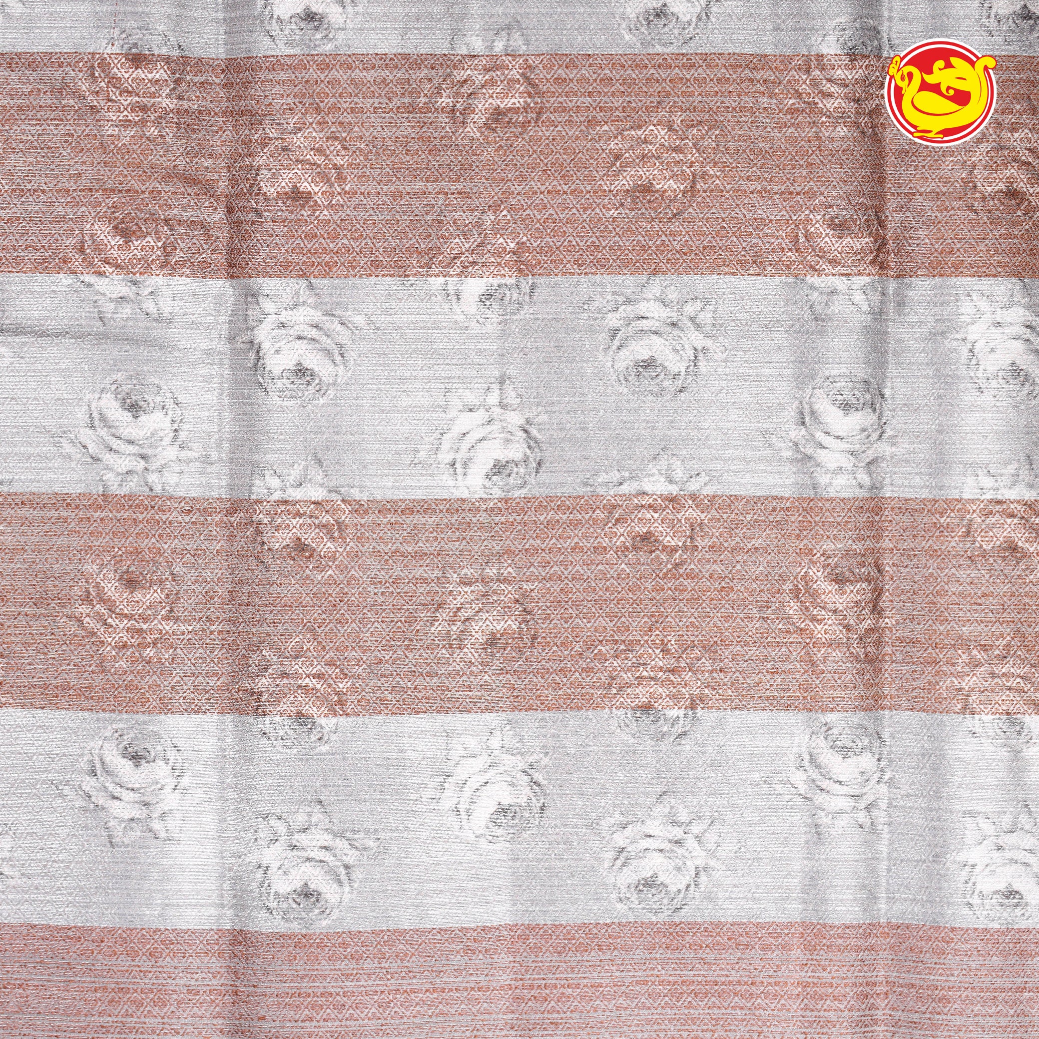 Grey with digital floral printed tussar silk saree