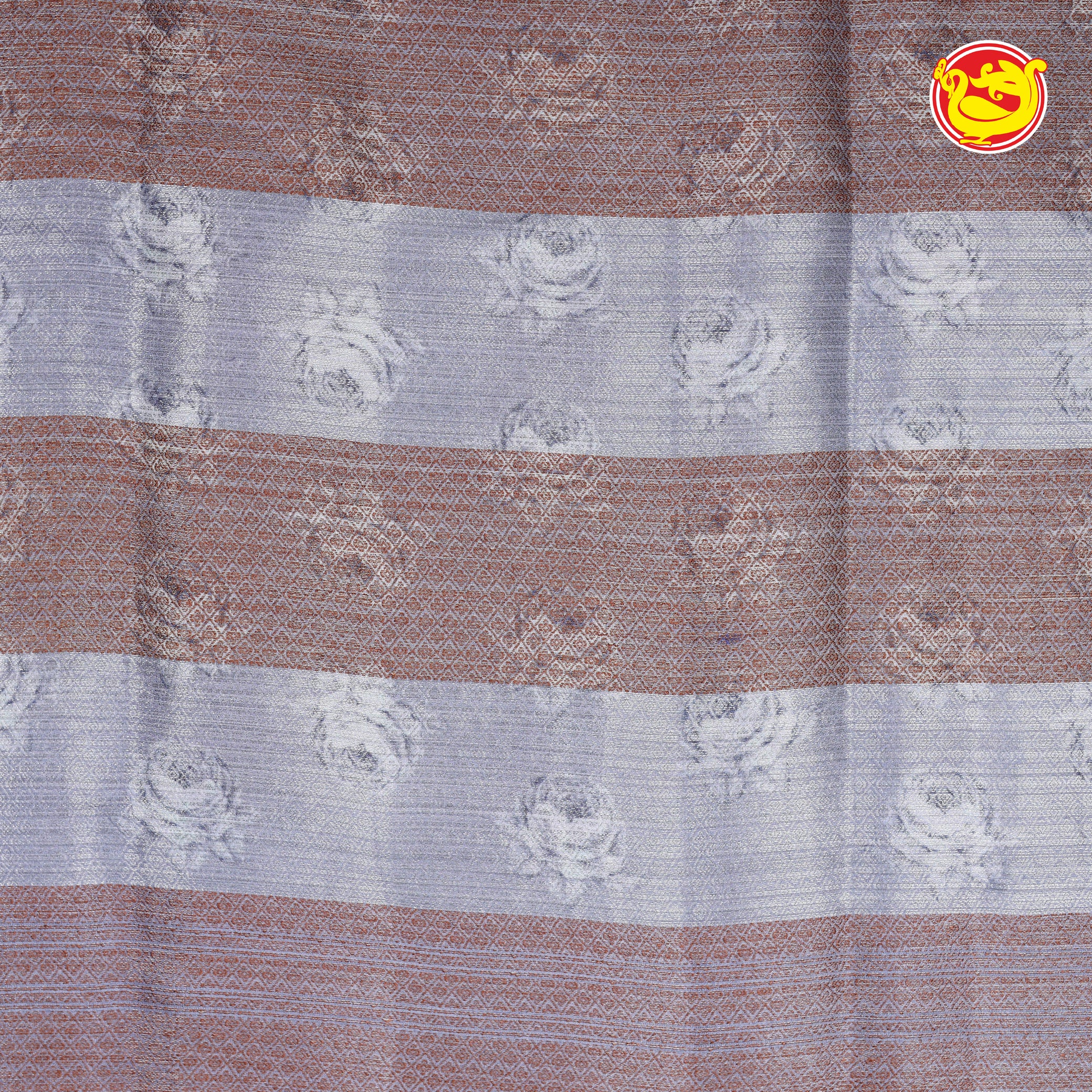 Grey floral digital printed tussar silk saree
