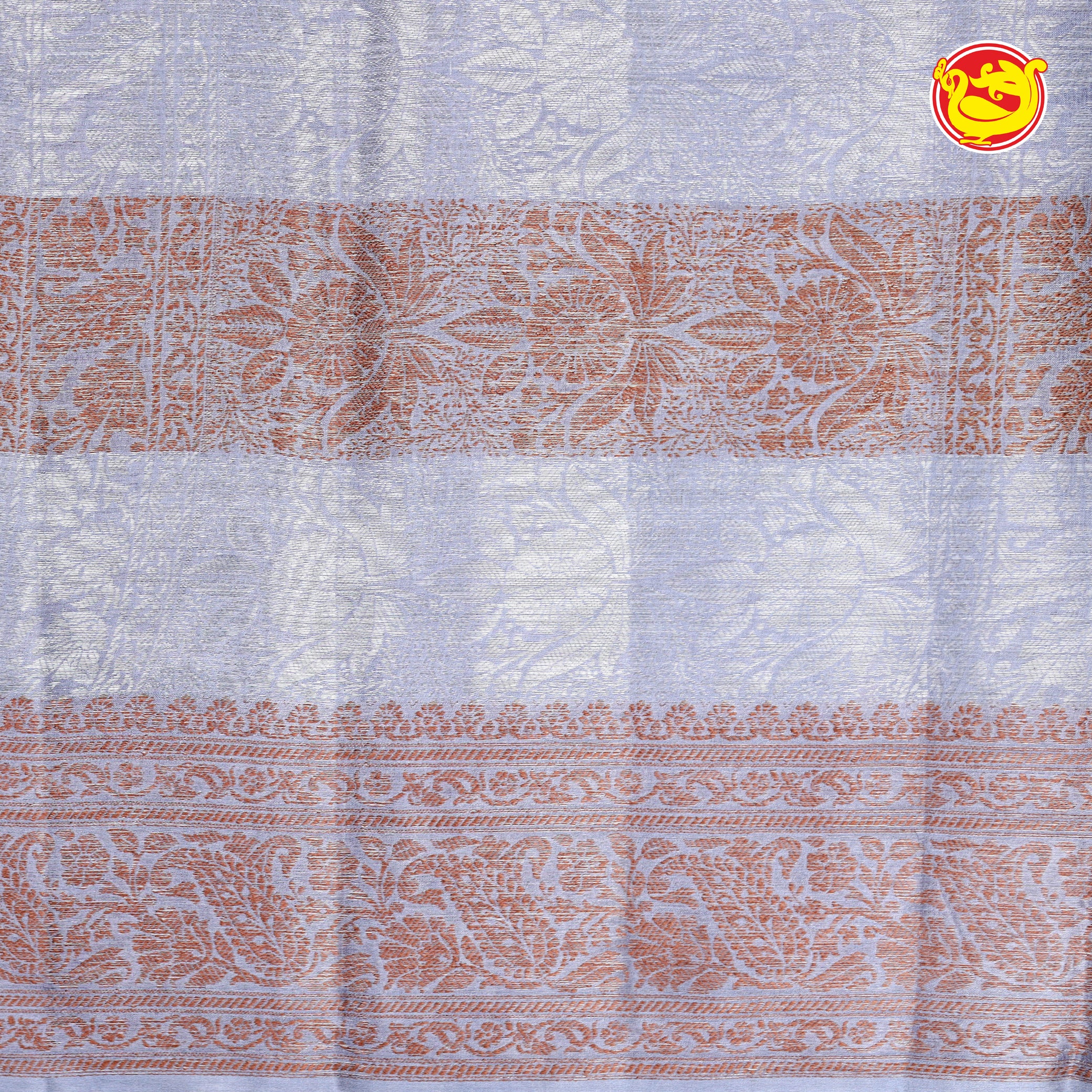 Grey floral digital printed tussar silk saree
